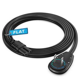 Maximm - 2-Prong TV Power Cord 5ft, 360° Rotating Flat Plug, UL Certified, Non-Polarized - Black