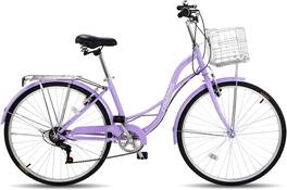 Winado - 26" Cruiser Bike Commuter Bike 7 Speed Women's Bicycle Beach Cruiser with Ergonomic Upright Design, Adjustable Saddle, D - Purple