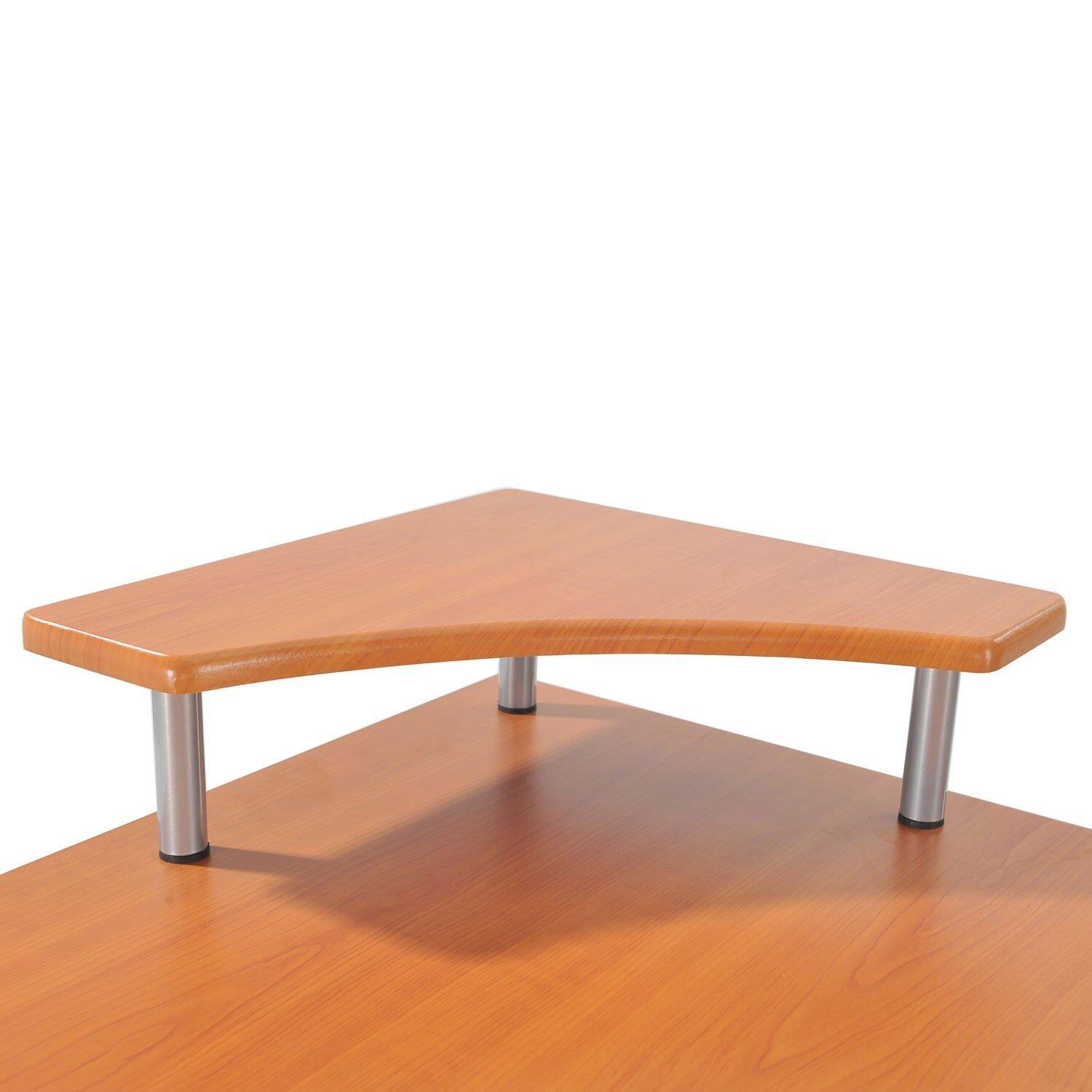 Alt View 7. Homcom - L-Shaped Corner Computer Desk, Elevated Shelf, Rolling Keyboard Tray, CPU Stand, Wood Color - Natural Wood Grain.