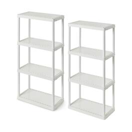 Gracious Living - 4 Shelf Fixed Height Light Duty Storage Unit, White (2 Pack) - 4 Shelf - White