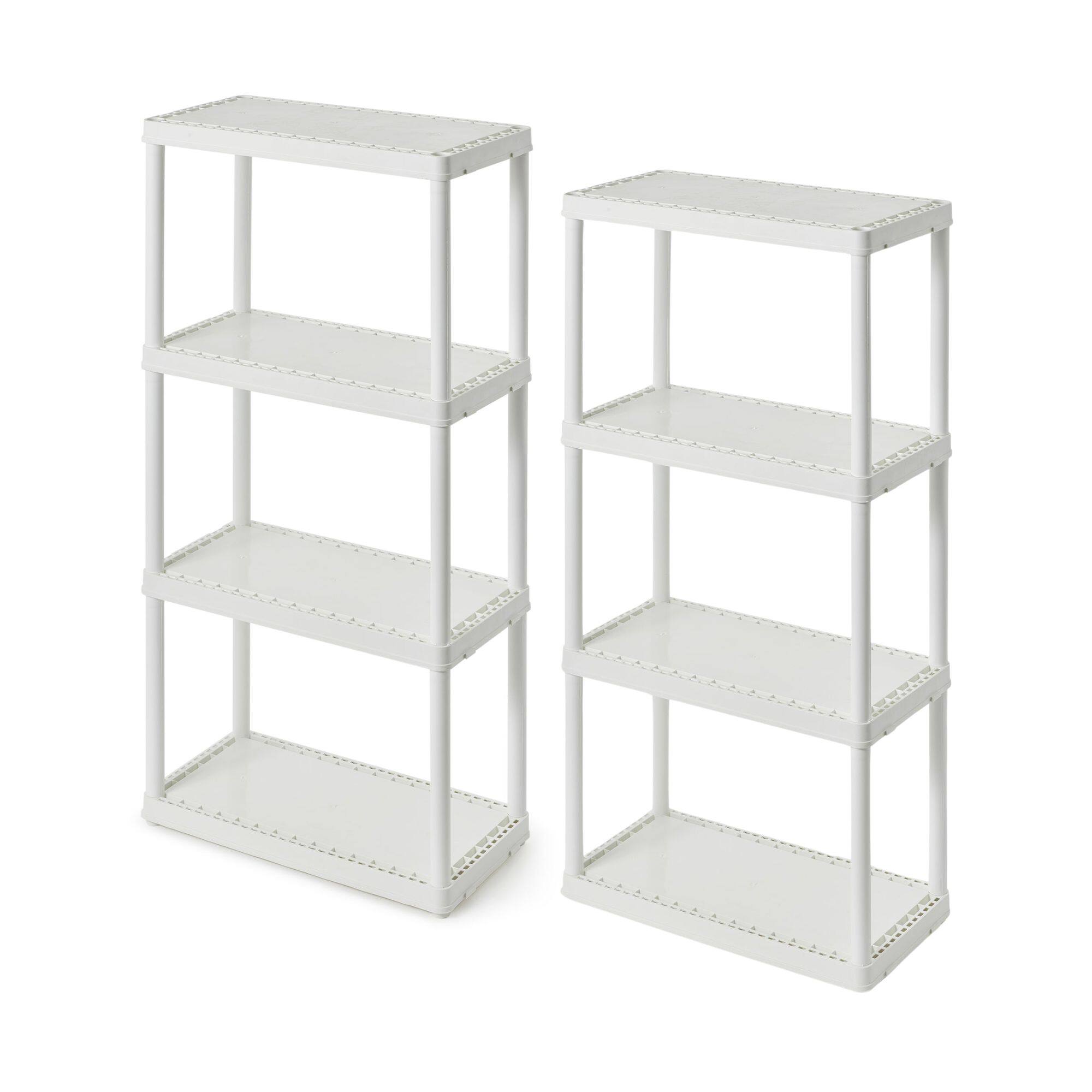 Front. Gracious Living - Gracious Living 4 Shelf Fixed Height Light Duty Storage Unit, White (2 Pack) - 4 Shelf - White.