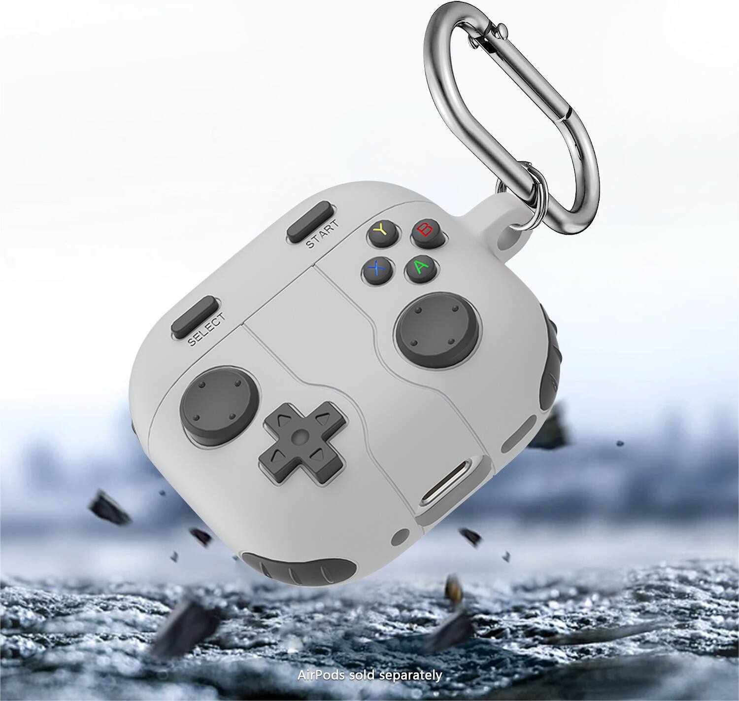 The text on the image reads "START ART ST Y X B A SELECT + AirPods sold separately."