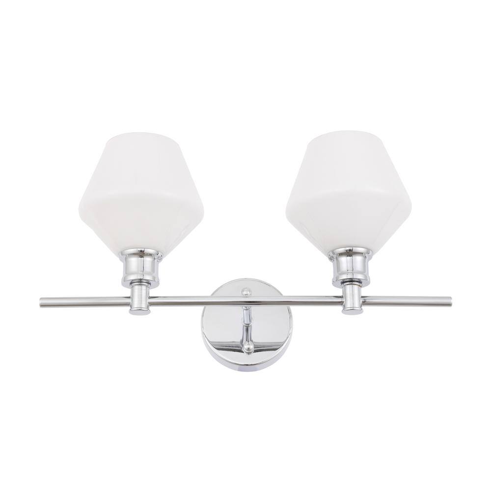 Alt View 7. Living District - Gene 2 light Chrome and Frosted white glass Wall sconce - Chrome And Frosted White Glass.