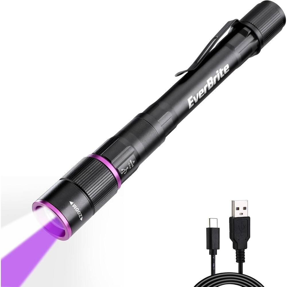 Schertz - Rechargeable Pen Flashlight – UV & White Light, USB-C, Zoomable, 4 Modes