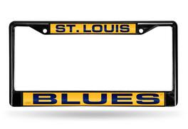 Rico Industries - St Louis Blues NHL Black Metal Laser Cut License Plate Frame - Multi
