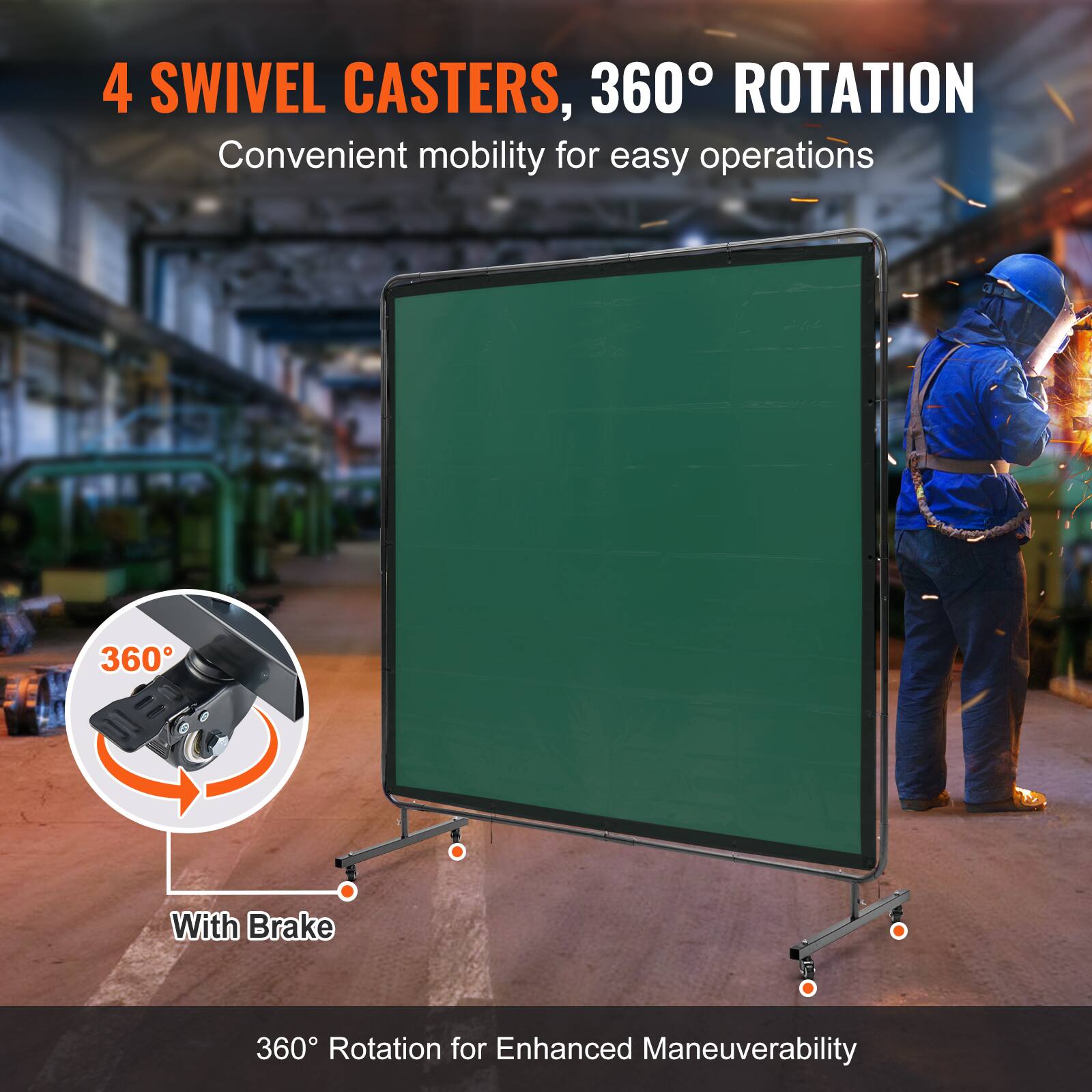 4 SWIVEL CASTERS, 360° ROTATION  
Convenient mobility for easy operations  
360° Rotation for Enhanced Maneuverability  
With Brake