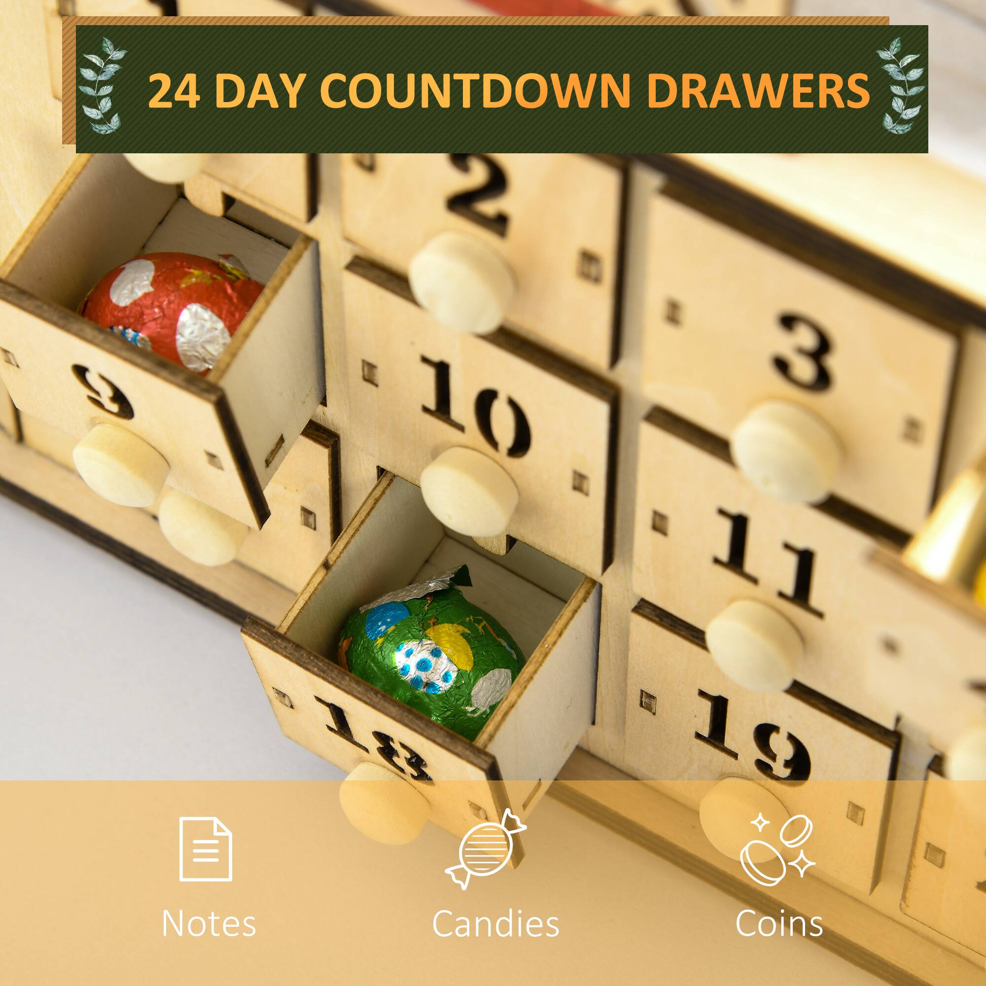 24 DAY COUNTDOWN DRAWERS

2 3 10 11 18 19

Notes Candies Coins