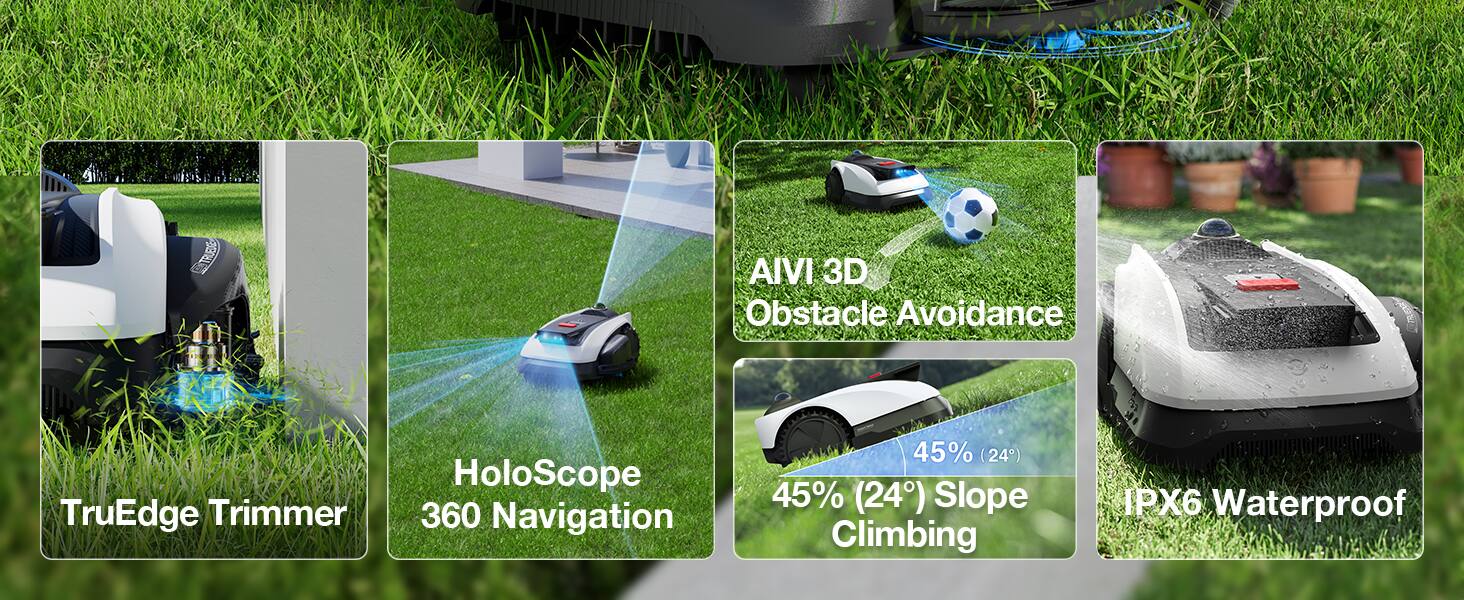 AELVD AIVI 3D Obstacle Avoidance TruEdge Trimmer HoloScope 360 Navigation 45% (24) Slope Climbing IPX6 Waterproof