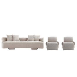 Manhattan Comfort - Verandah Mid-Century Modern 3-Piece Sofa Set - Beige