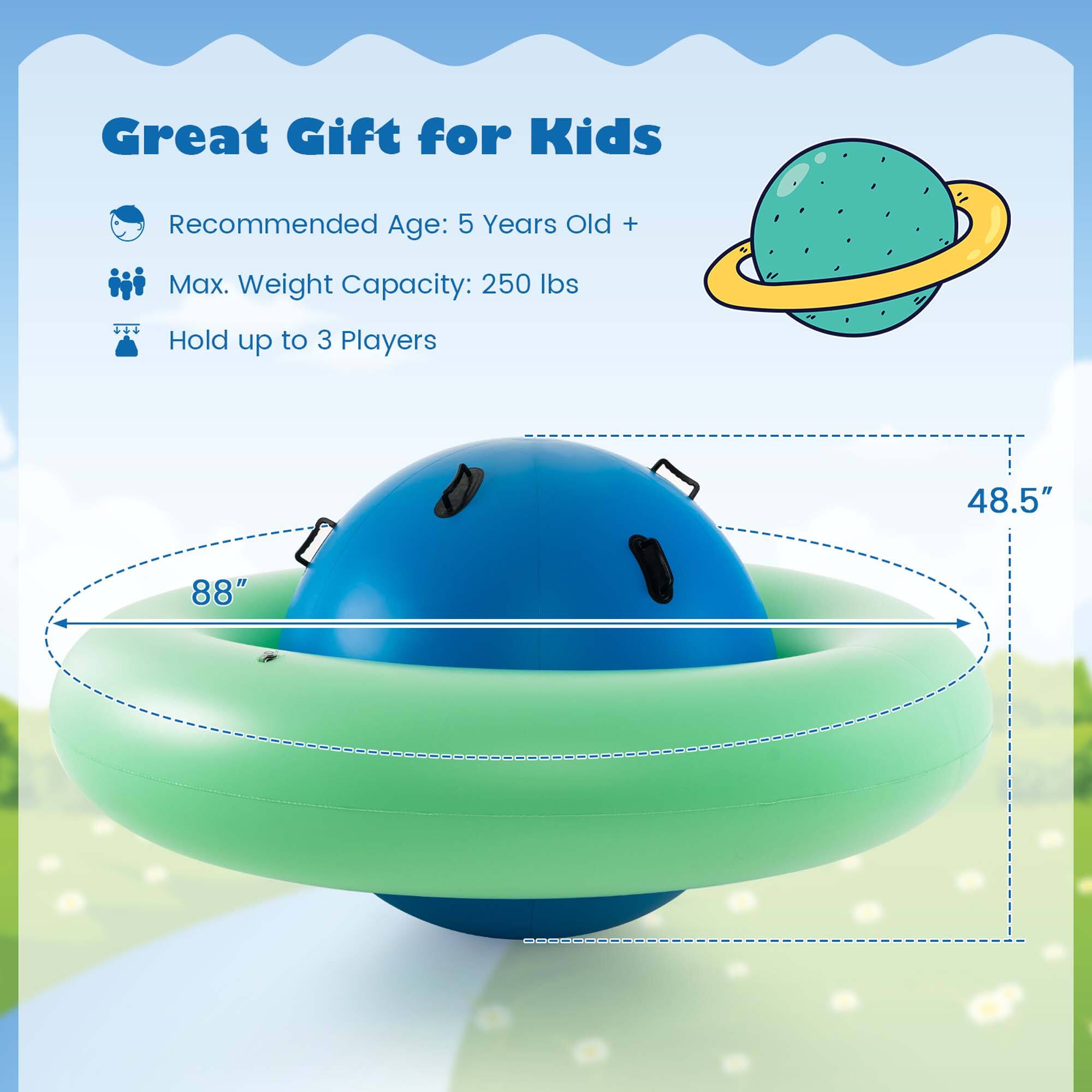 Great Gift for Kids

Recommended Age: 5 Years Old +

Max. Weight Capacity: 250 Ibs

Hold up to 3 Players

48.5"

88"
