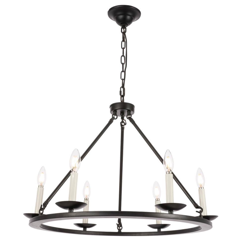 Alt View 8. Living District - Maine 6 light Black chandelier - Black.