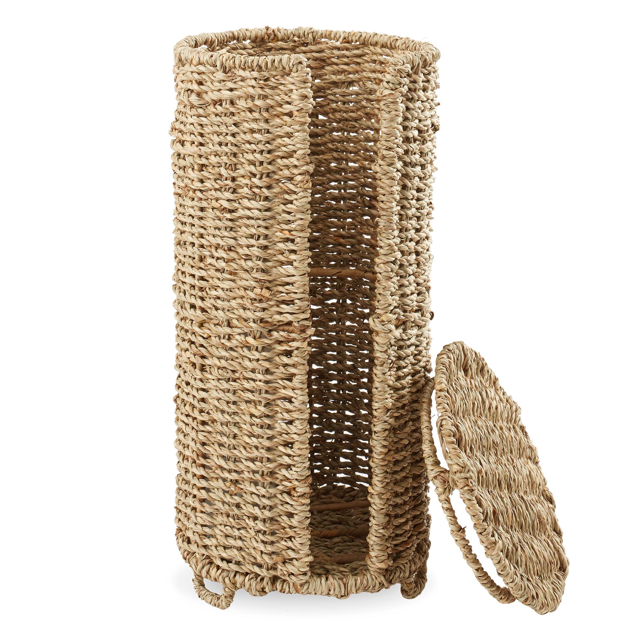 Alt View 6. Casafield - Toilet Paper Roll Holder Stand - Bathroom Tissue Storage - Natural - Seagrass.