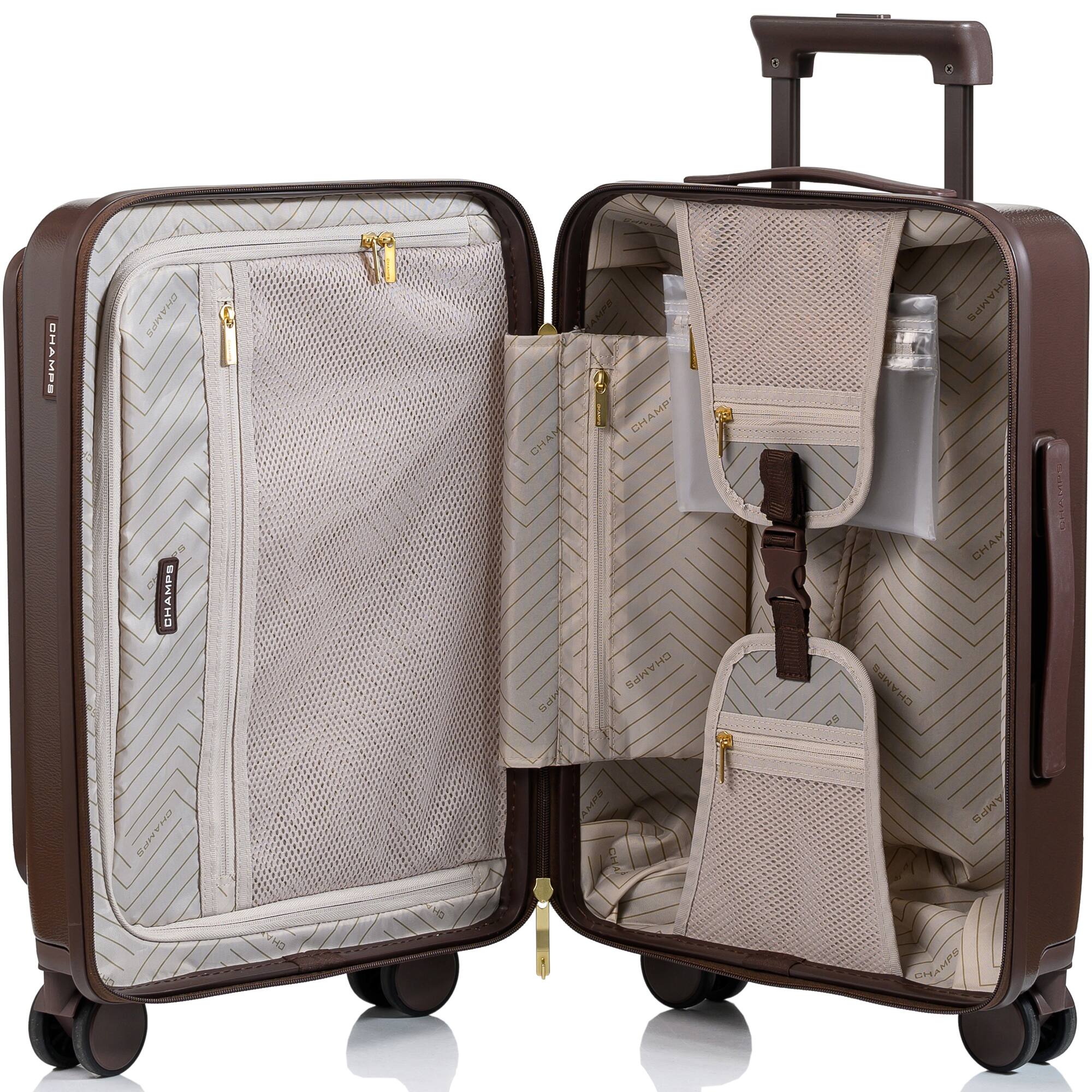Champs Onyx Collection Carry on Luggage Case Brown - Best Buy
