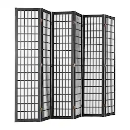VEVOR - Room Divider, 6 Panel Japanese Room Divider, Folding Privacy Screen Indoor, Portable Partition Dividers - Black