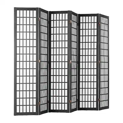 Front. VEVOR - Room Divider, 6 Panel Japanese Room Divider, Folding Privacy Screen Indoor, Portable Partition Dividers - Black.