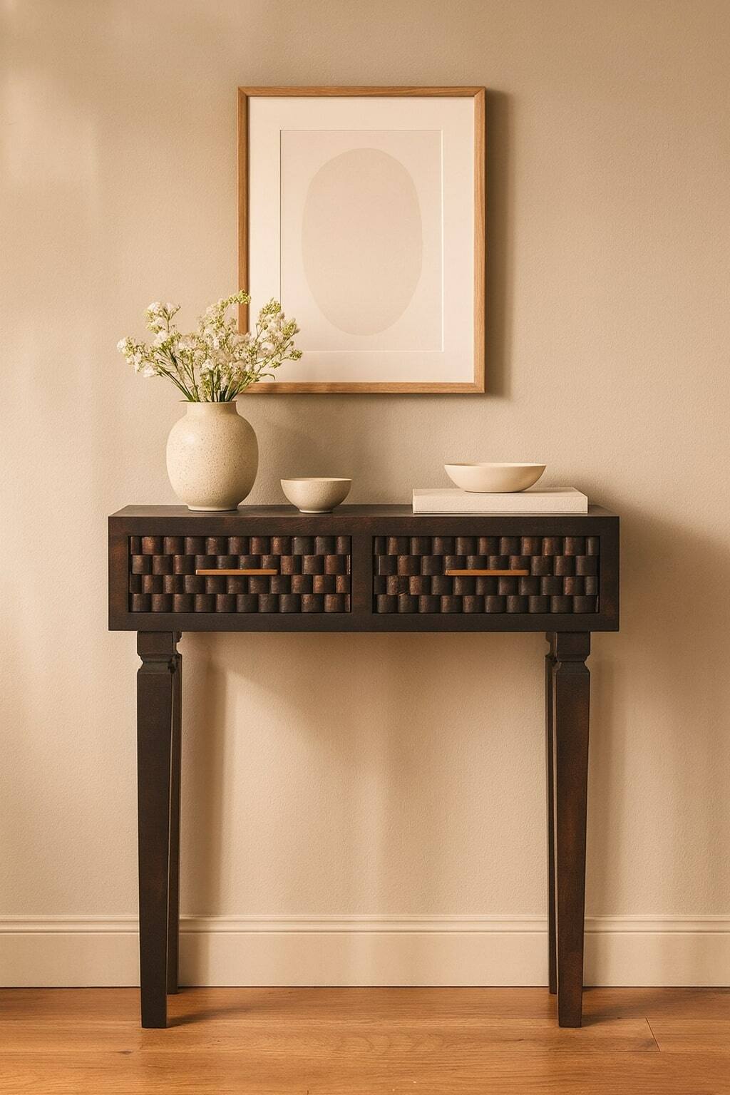 Alt View 6. Artisan Furniture - Artisan Furniture Cadiz Carved Slim Console, 2 Drawers - Brown.