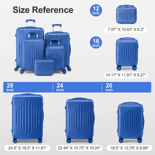 Winado Carry on Luggage Set 12+16+20+24+28 inch 5 in 1 5 Piece ABS