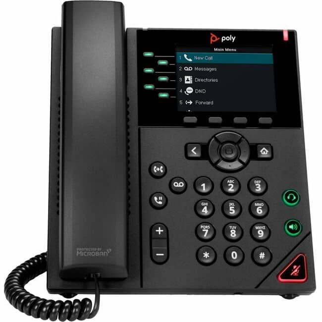HP - Poly VVX 350 IP Phone - Corded - Corded - Desktop, Wall Mountable - VoIP - 2 x Network (RJ-45) - PoE Ports - Black