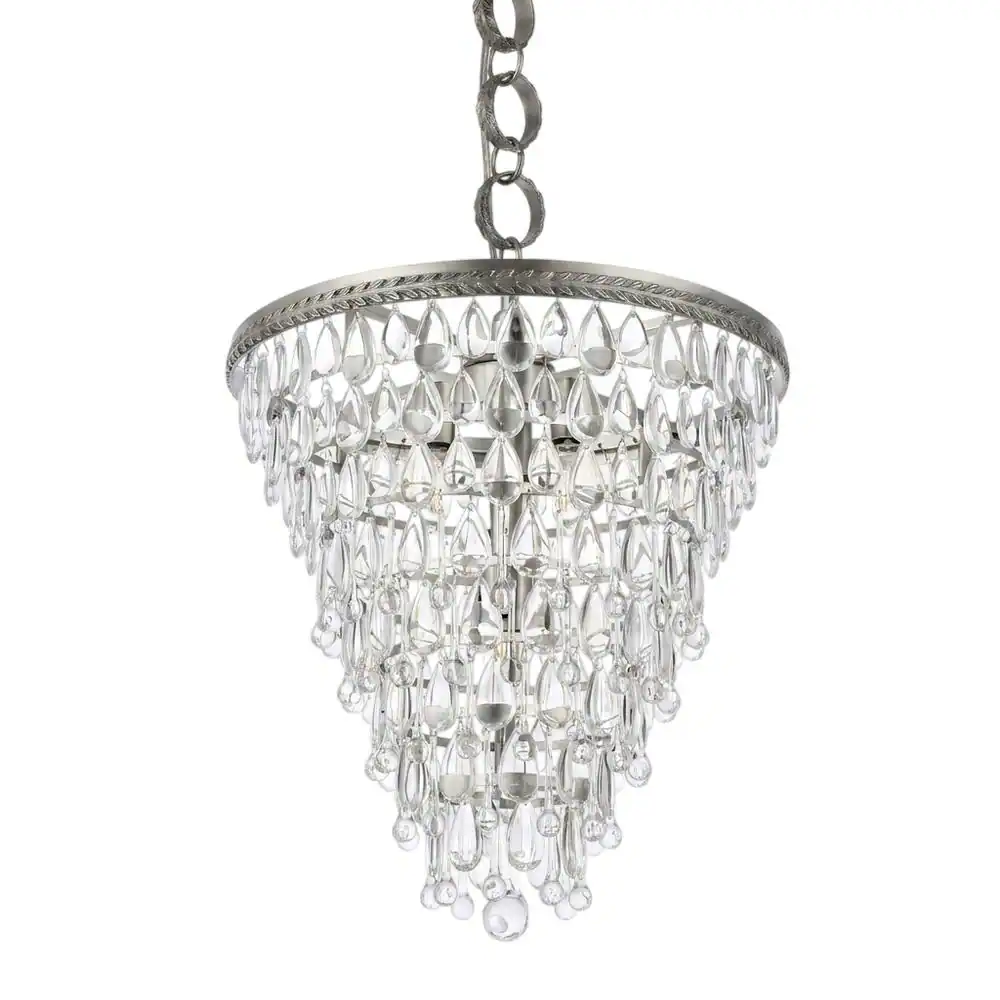 Front. Urban Classic - Nordic 5 light antique silver Pendant Clear Royal Cut Crystal - Antique Silver.