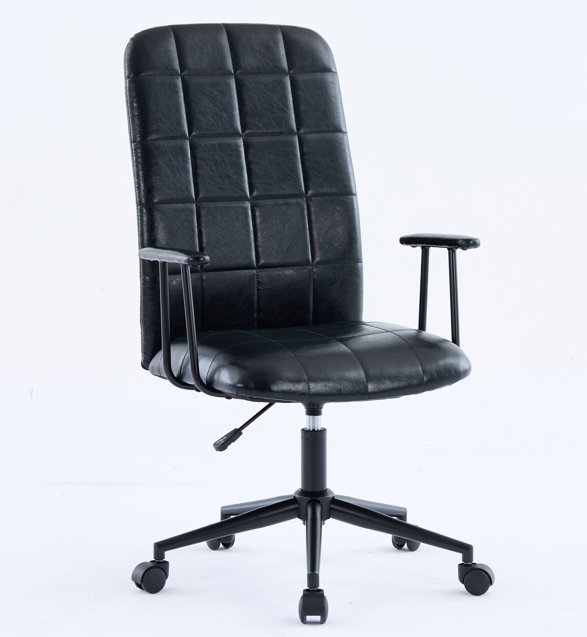 Front. Spaco - Spaco Antique Office Chair, High Back PU Leather, Adjustable Height, 360 Swivel, Metal Base and Armrests,for Home Office - Antique Black.