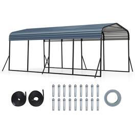 Costway - 12 x 20 FT Carport,Outdoor Galvanized Steel Garage Car Shelter with Leak-proof Roof - Black