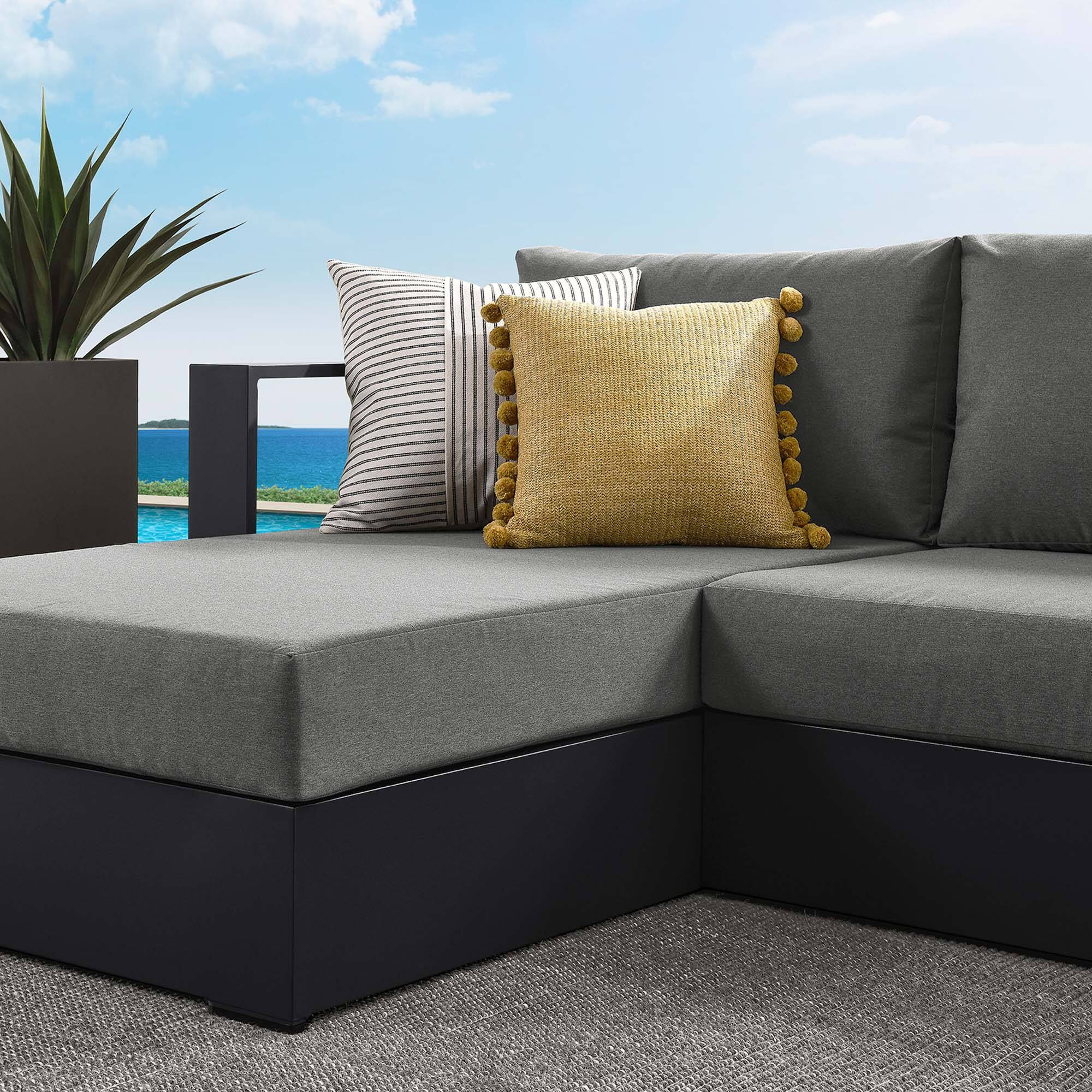 Alt View 3. Modway - Tahoe 2-Piece Outdoor Powder-Coated Aluminum Left-Facing Chaise Sectional Sofa Set - Gray Charcoal.