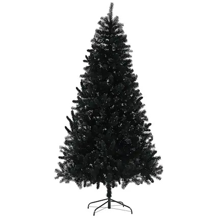 Front. Homcom - Unlit Artificial Christmas Tree, 1346 Tips Auto Open Steel Base - Black.