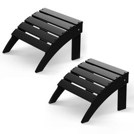 FODINGHILL - HDPE Adirondack Ottoman Set of 2, All weather Footrest for Patio & Garden - Black