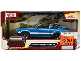 1974 Chevrolet Vega GT Stripes "Forgotten Classics" Series 1/24 Diecast Model Car by Motormax - Blue Metallic With White