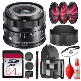 Sigma - 24mm f/3.5 DG DN Contemporary Lens Sony E Bundle - Black
