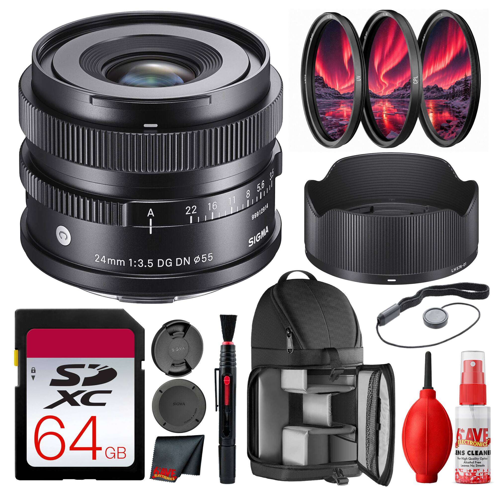 a
UV
CPL
& 8 5.6 11 I 22 16 I 912914 A 9991 ! SIGNA 24mm 1:3.5 DG DN $55
Free S XC SIGNIA 64 GB SINE ELECTRONICS
SAVE ELECTRONICS, ENS CLEANE 4 4 Quality Opic  Free Juives AM STANCIO POLICATES LOTCH