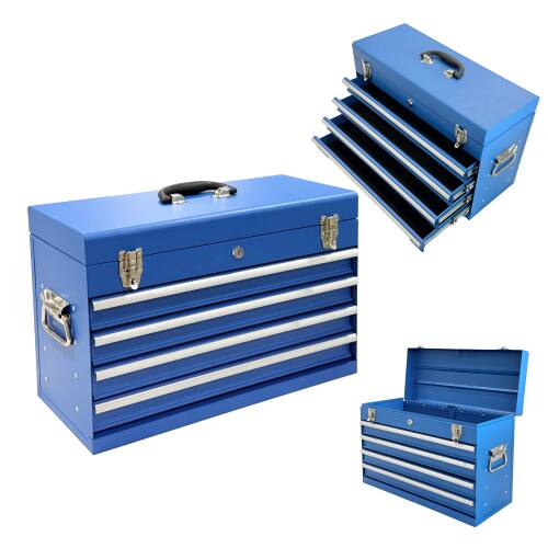 Front. LOVMOR - Heavy Duty Metal Tool Box 21 inch Portable Metal Tool Box with 4 Drawers Small Tool Chest with EVA Liners Ball Bearing S.