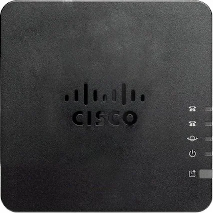 Front. Cisco Consumer Products - Cisco 2-Port Analog Telephone Adapter with Router For Multiplatform - 2 x RJ-45 - 2 x FXS - Fast Ethernet - Wall - Black.