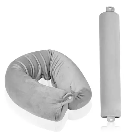 Front. Fosmon - Neck Pillow for Travel Pillow Memory Foam Travel Neck Pillow, Airplane Pillow Neck Roll Pillow with Washable Cover, Gray - Gray.