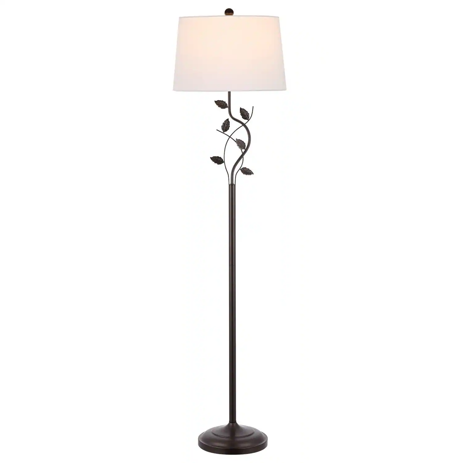 Back. Hivvago - Vine Leaves Floor Lamp in Bronze Finish with White Shade - White, Bronze Finish.