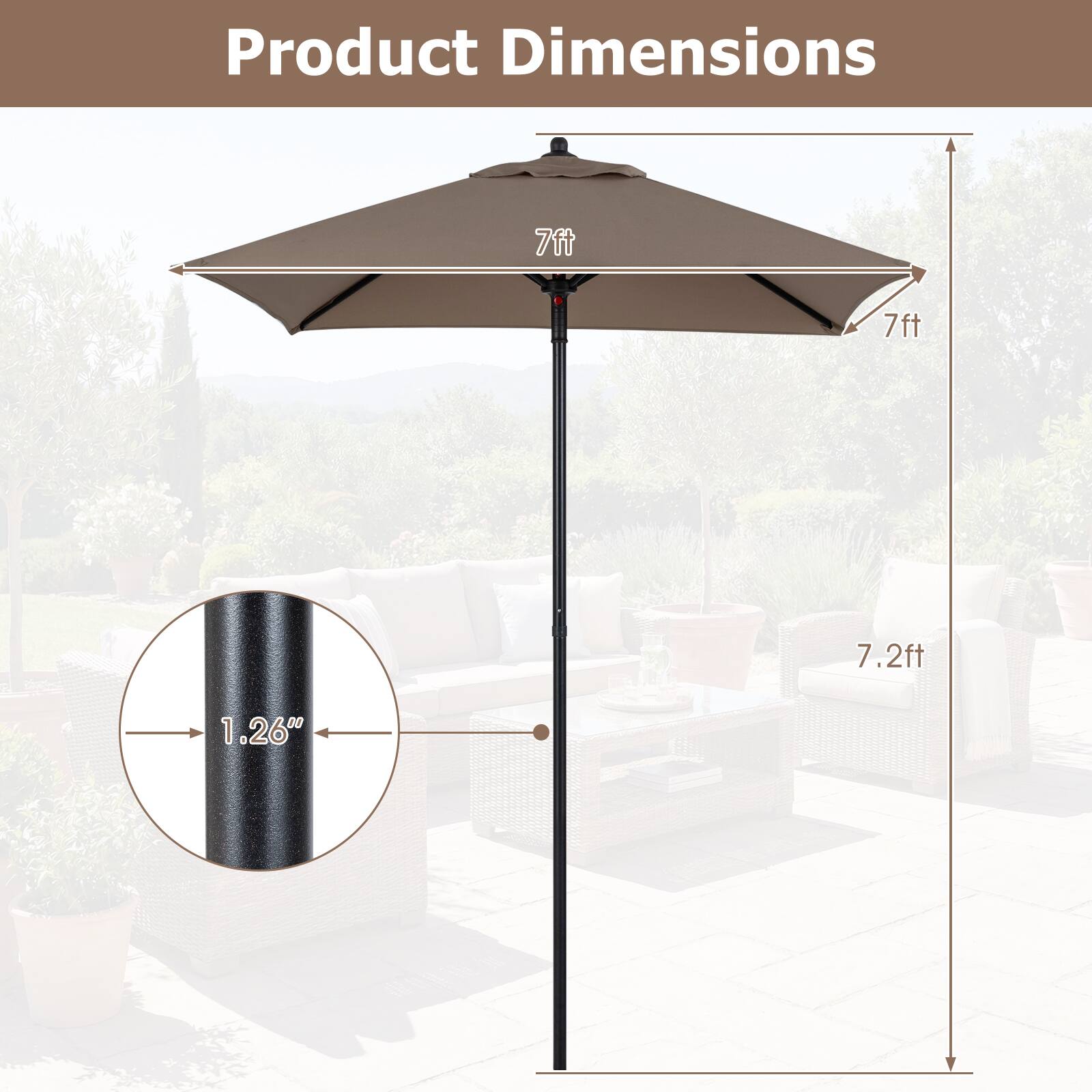 Product Dimensions: 7ft x 7ft x 7.2ft, 1.26"