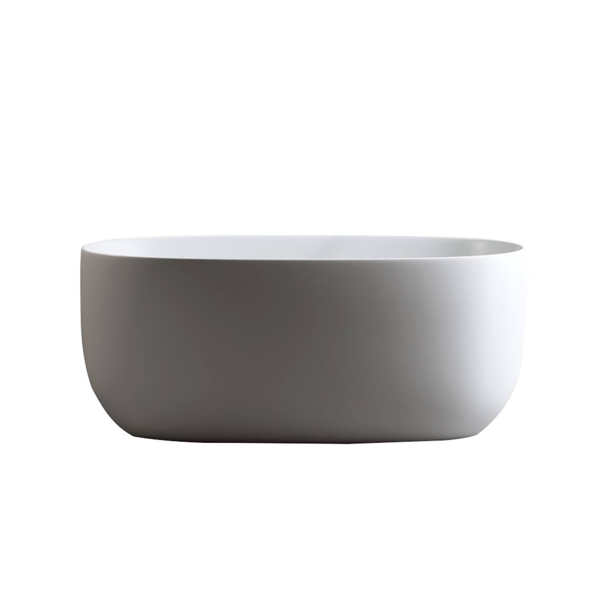 Alt View 3. Loheer - Loheer Freestanding Resin Stone Soaking Bathtub, Matte White Solid Surface Oval Tub with Center Drain, 51 Inch - Matte White.
