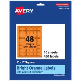 Avery - Printable Square Labels, Bright 1" x 1", 480ct - Orange