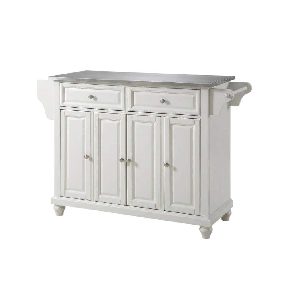 Crosley Furniture - Cambridge Stainless Steel Top Full Size Kitchen Island/Cart - White price history on PriceWatchPro