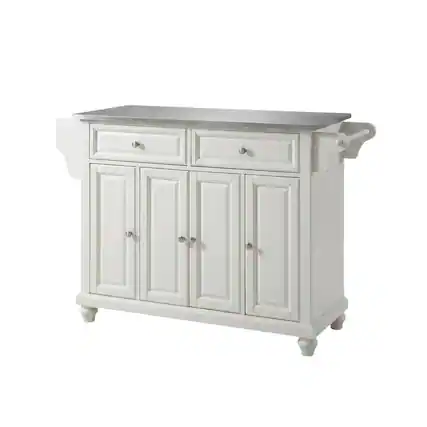 Front. Crosley Furniture - Cambridge Stainless Steel Top Full Size Kitchen Island/Cart - White.