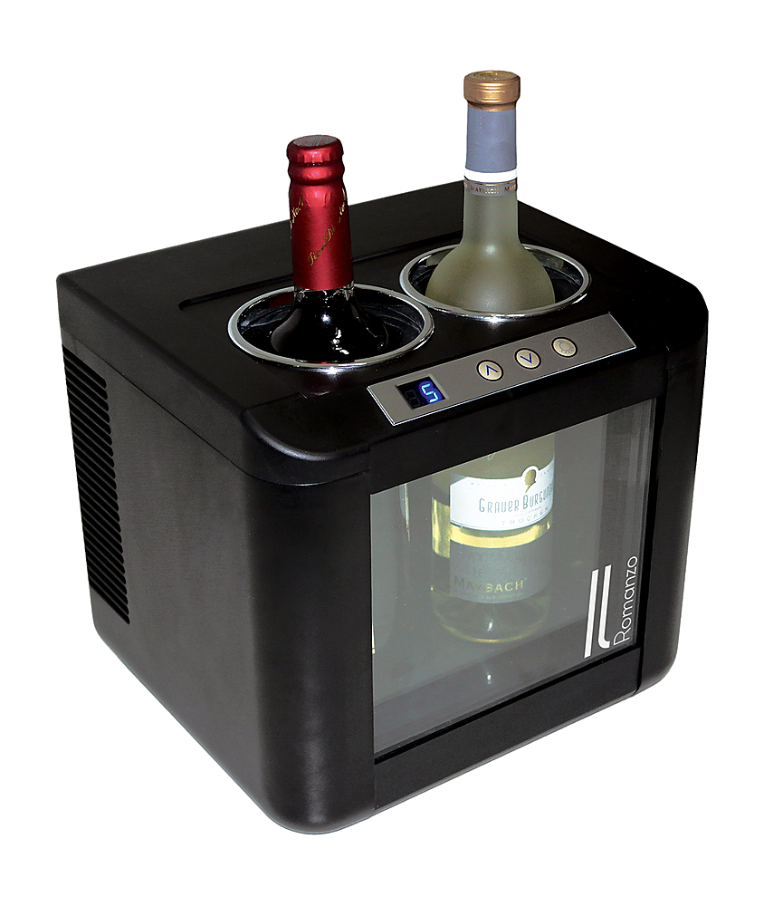 Left View: Vinotemp - 2-Bottle Thermoelectric Open Wine Cooler - Black