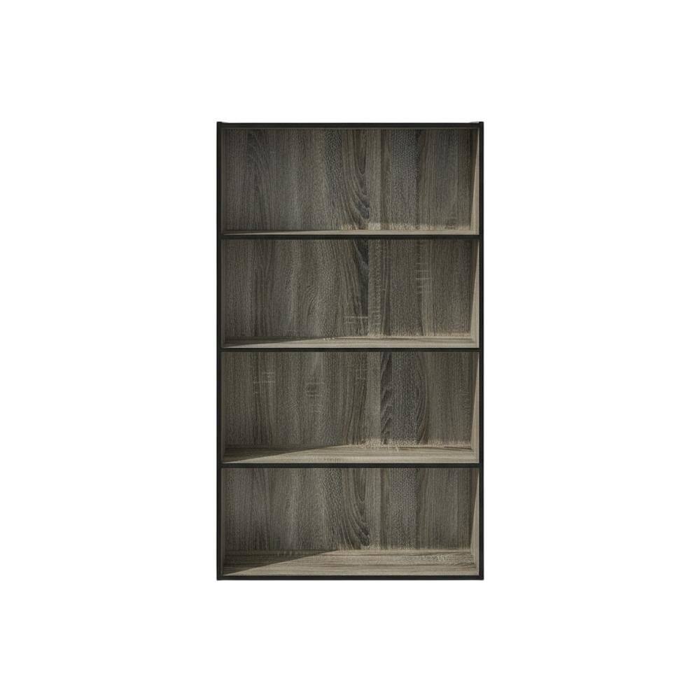 Back. FurniFact - Wooden Bookcase with Adjustable Shelves for Home Office Storage - French Oak.