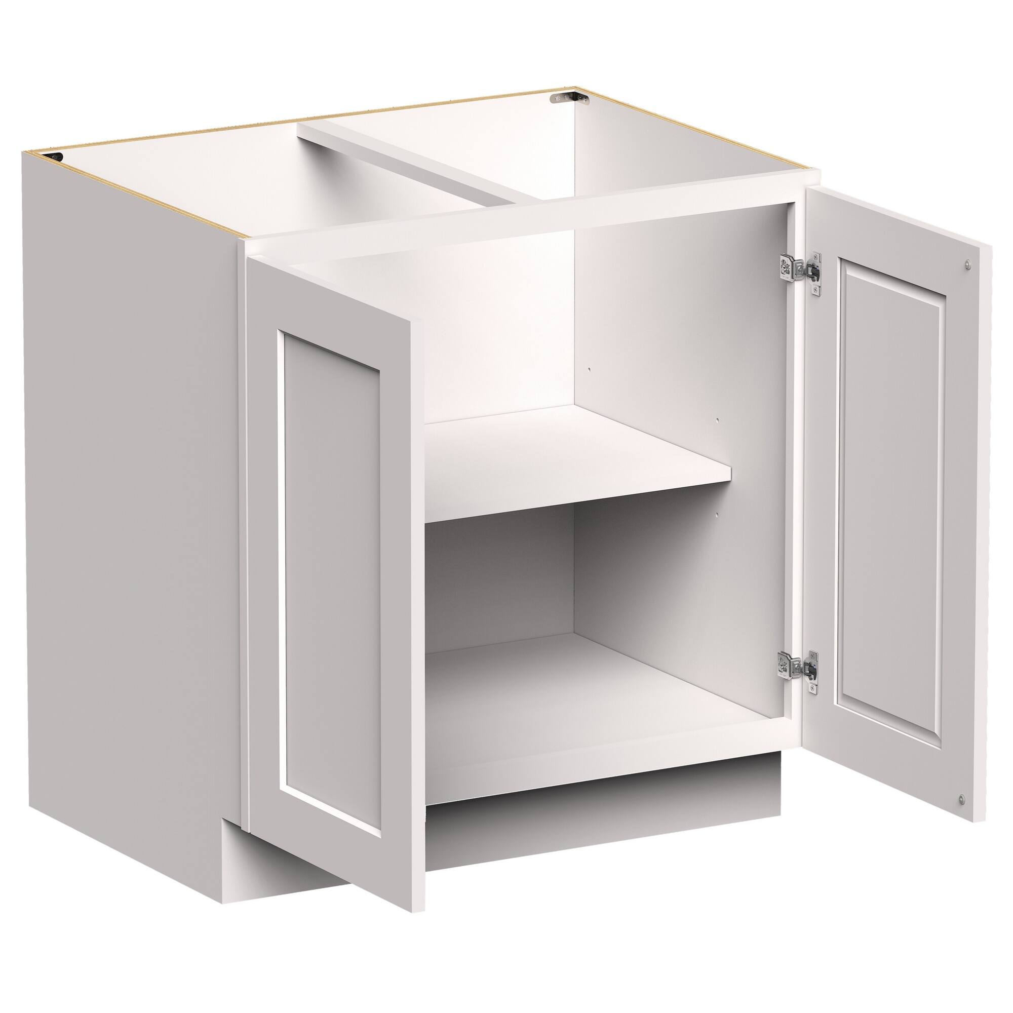 Angle. Boyel Living - 33-in W x 34.5-in H x 24-in D Shaker RTA Kitchen Full Height Door Base Cabinet with Soft-Close - White Shaker.