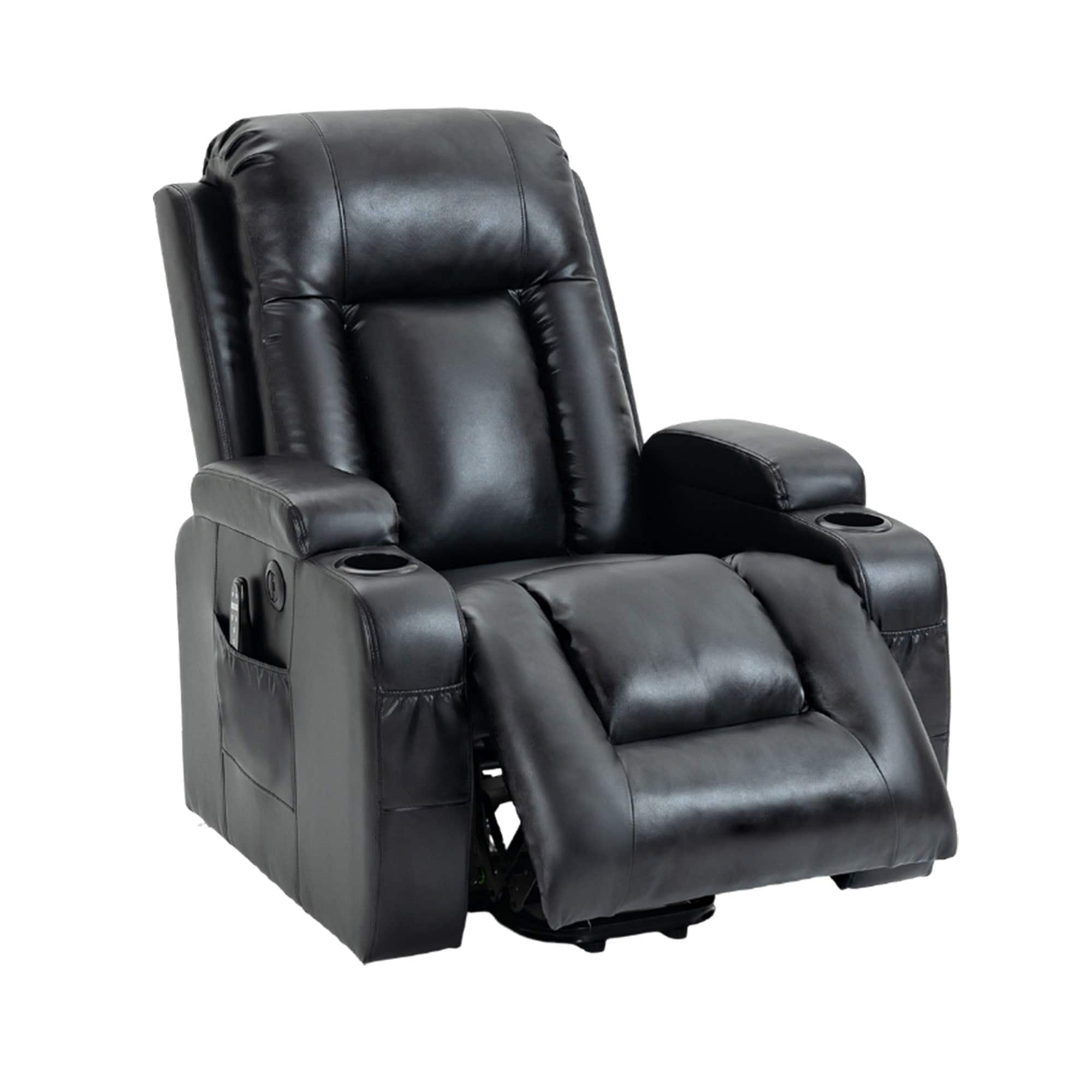 Boyel Living - Power Lift Recliner Chair for Elderly 350 LBS Capacity with Infinite Positions, 8-Point Massage, Lumbar Heat - Black