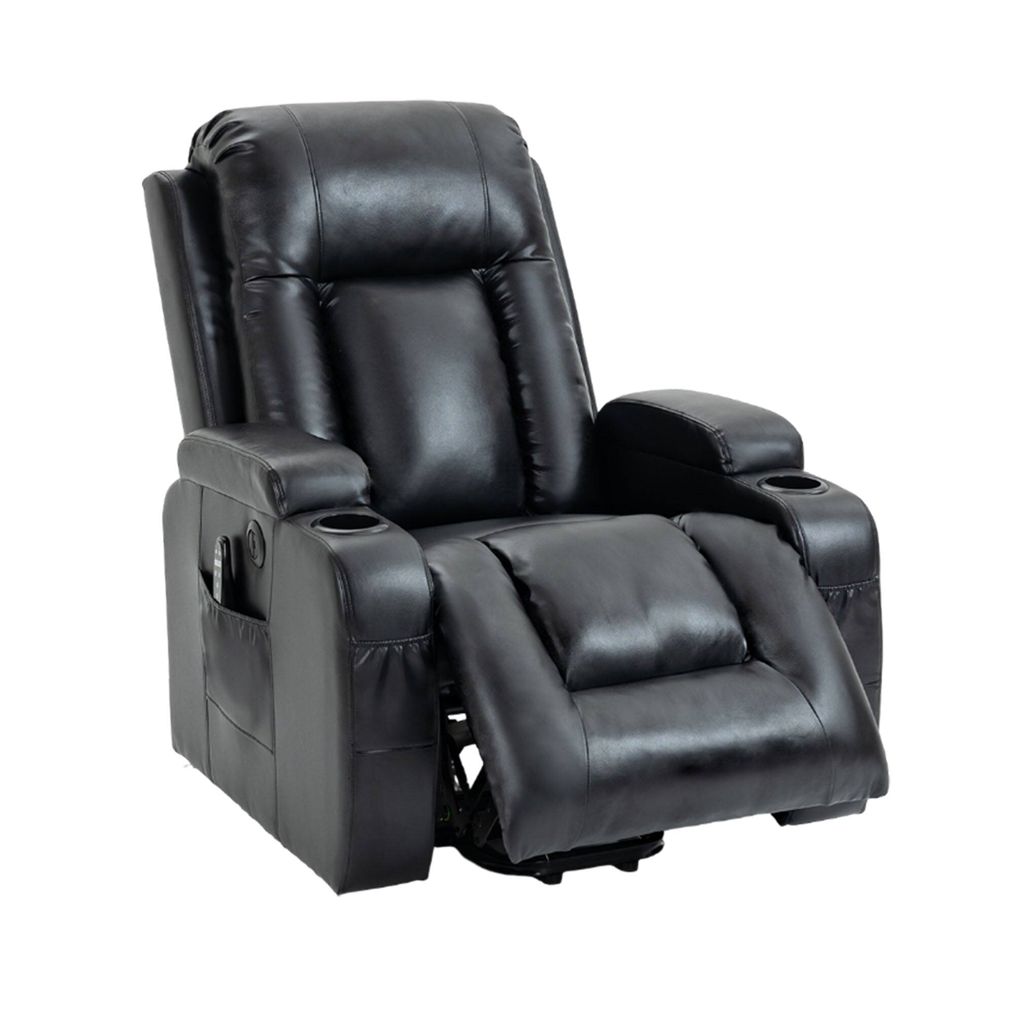 Front. Boyel Living - Power Lift Recliner Chair for Elderly 350 LBS Capacity with Infinite Positions, 8-Point Massage, Lumbar Heat - Black.