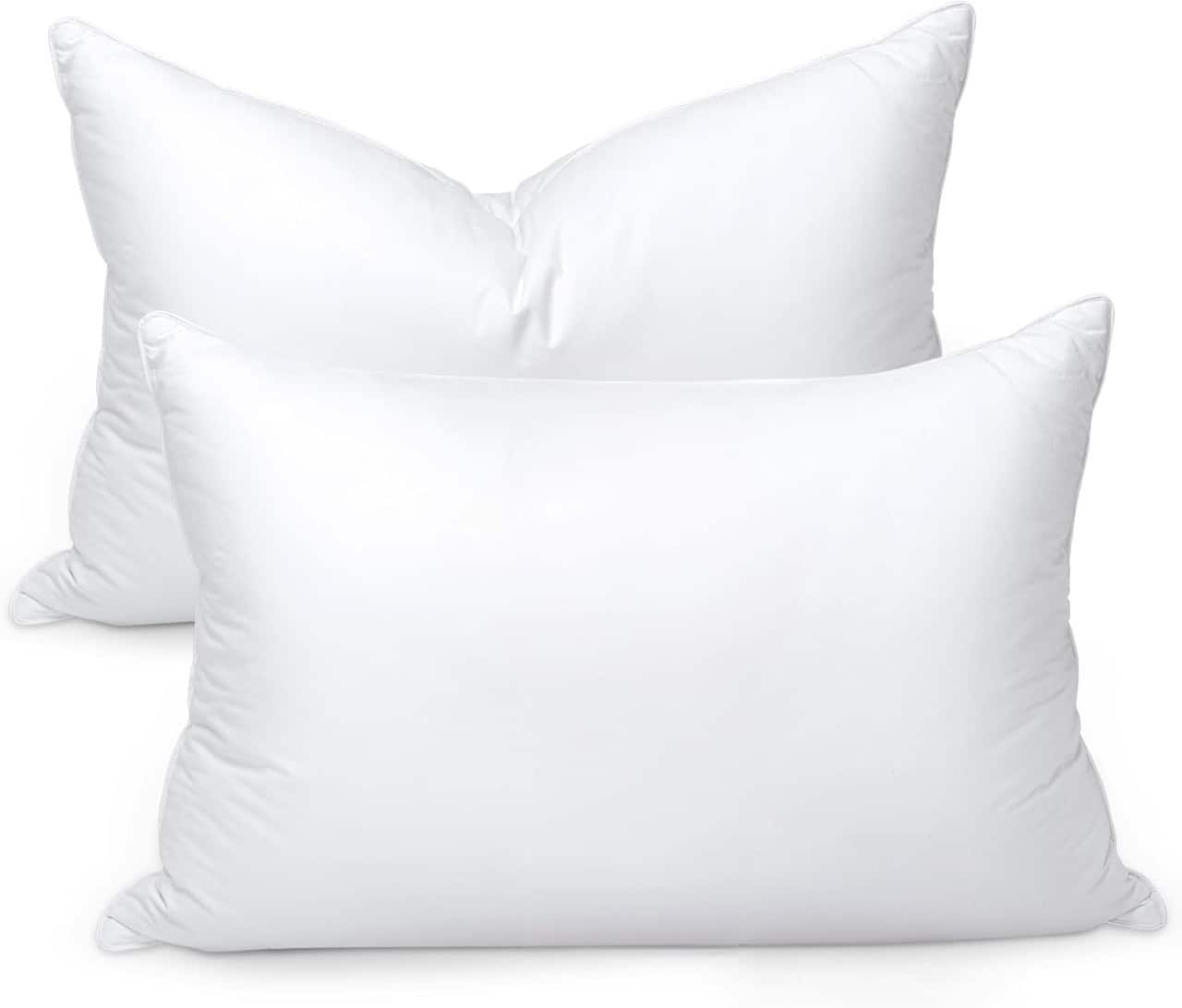 Front. COQOOL - Bed Pillows Goose Feather and Down Pillows Queen Size Set of 2 - White.
