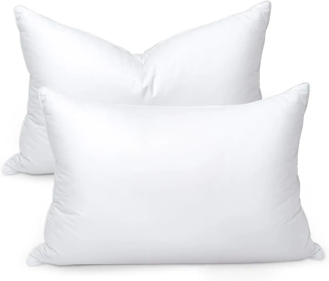 Front. COQOOL - Bed Pillows Goose Feather and Down Pillows Queen Size Set of 2 - White.