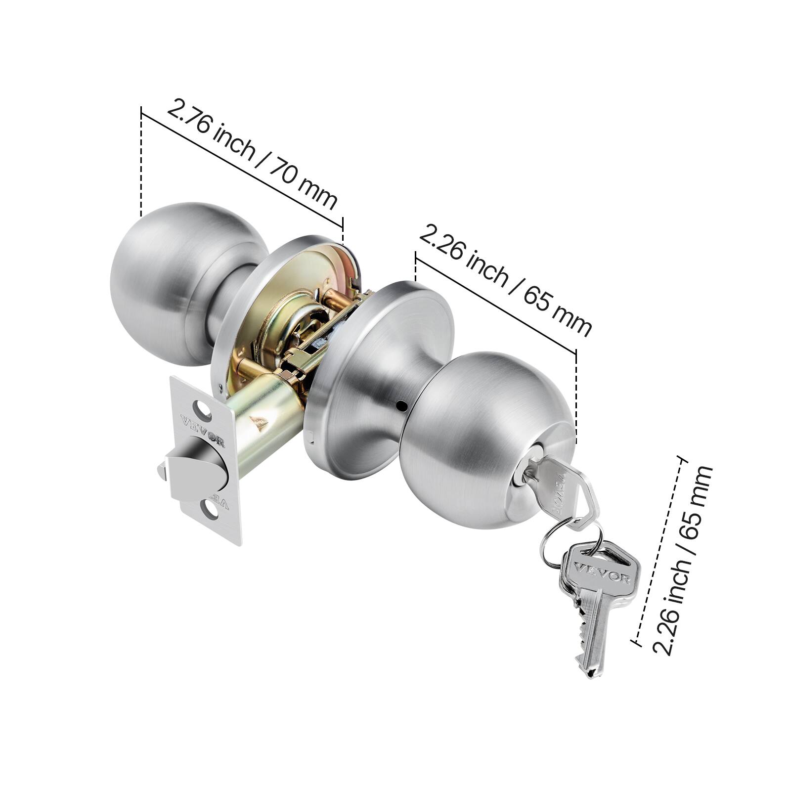 2.76 inch / 70 mm  
2.26 inch / 65 mm  
2.26 inch / 65 mm