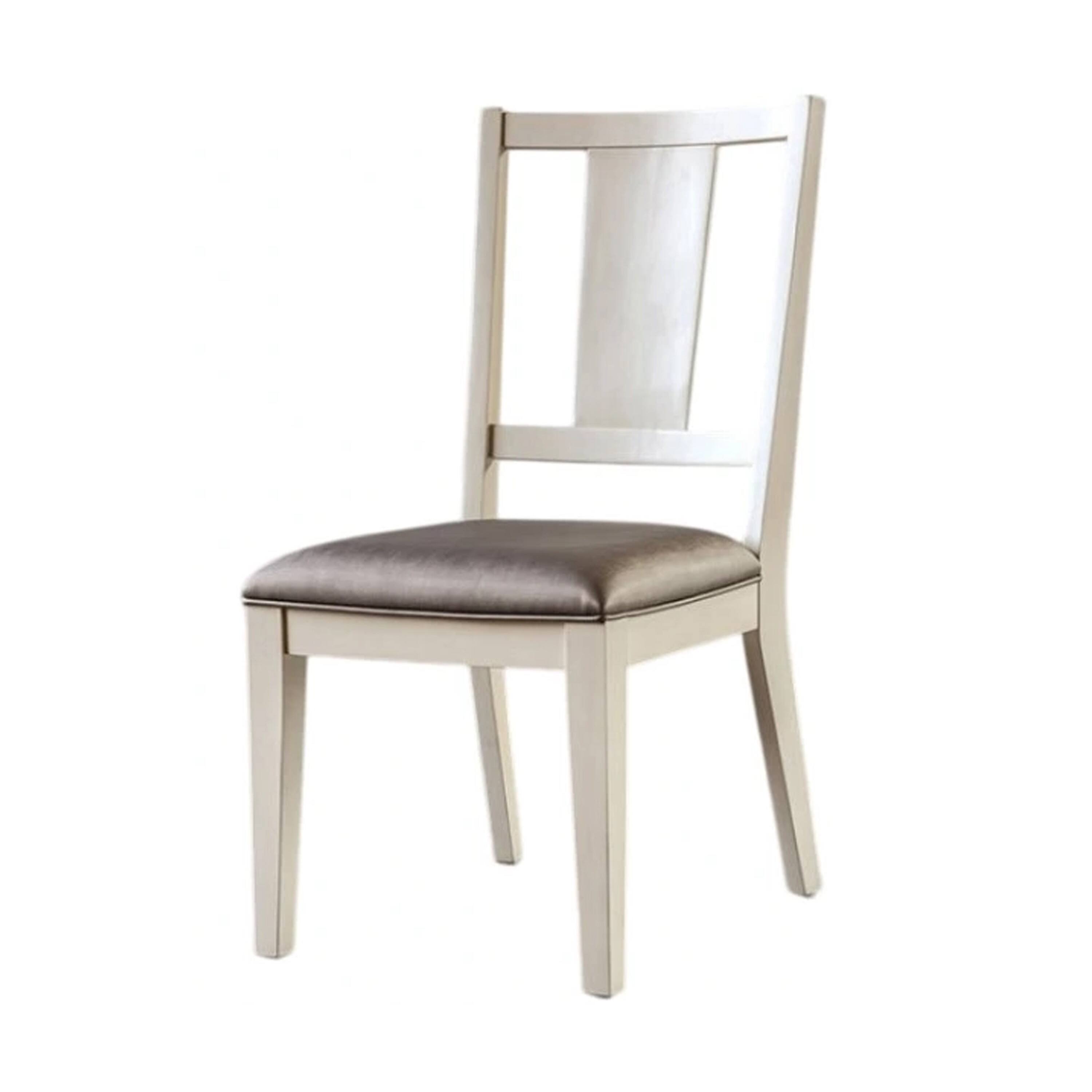 Alt View 1. Manhattan Lane - Witzy Side Dining Chair Set of 2, Faceted Panel Back - White Oak, Dark Gray.