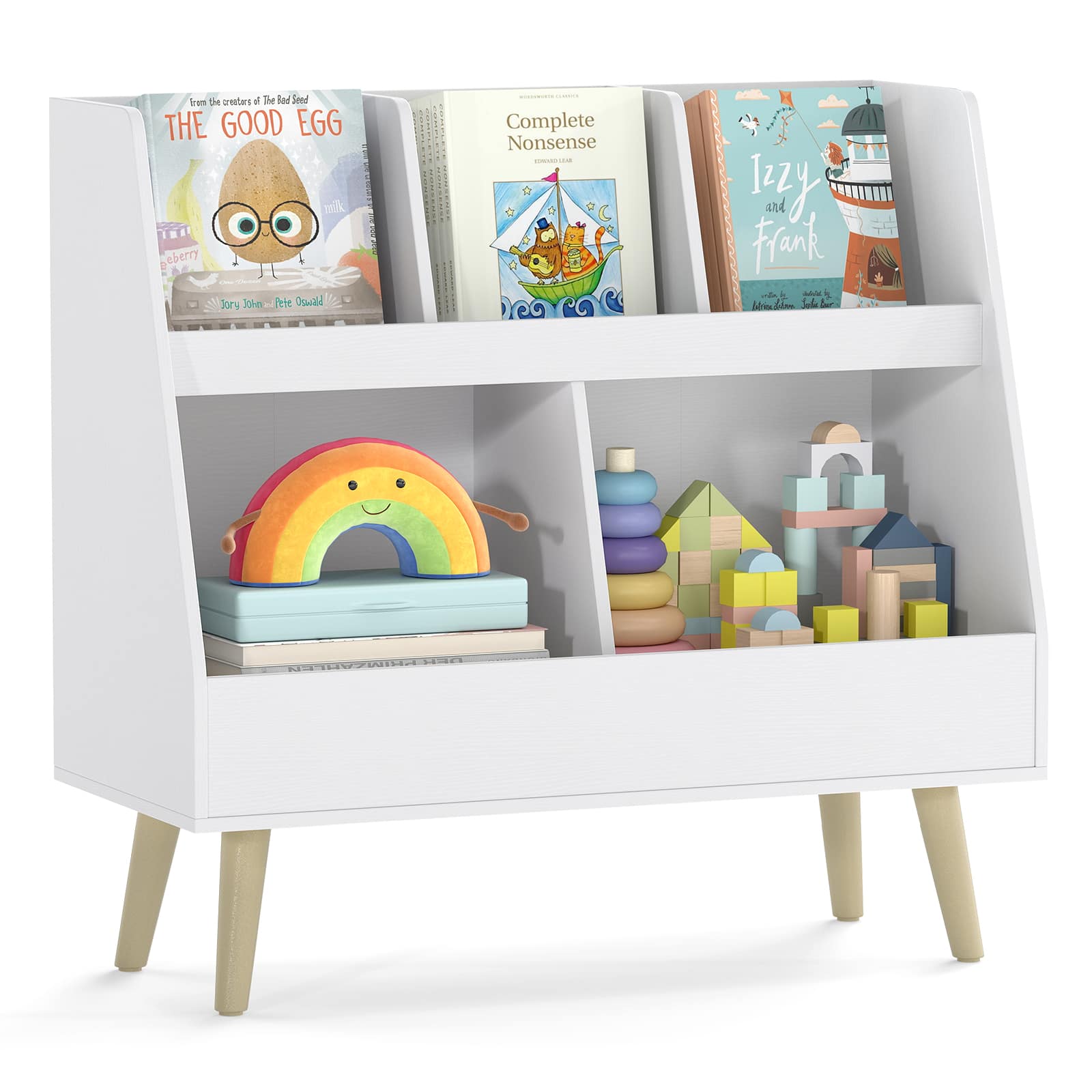 Costway - 5-Cube Kids Bookshelf and Toy Organizer Storage Bookcase with Plastic Legs - B-White price history on PriceWatchPro